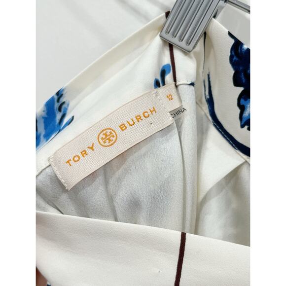 TORY BURCH White Pleated Skirt Sunburst Floral Handkerchief Hem - Picture 13 of 15